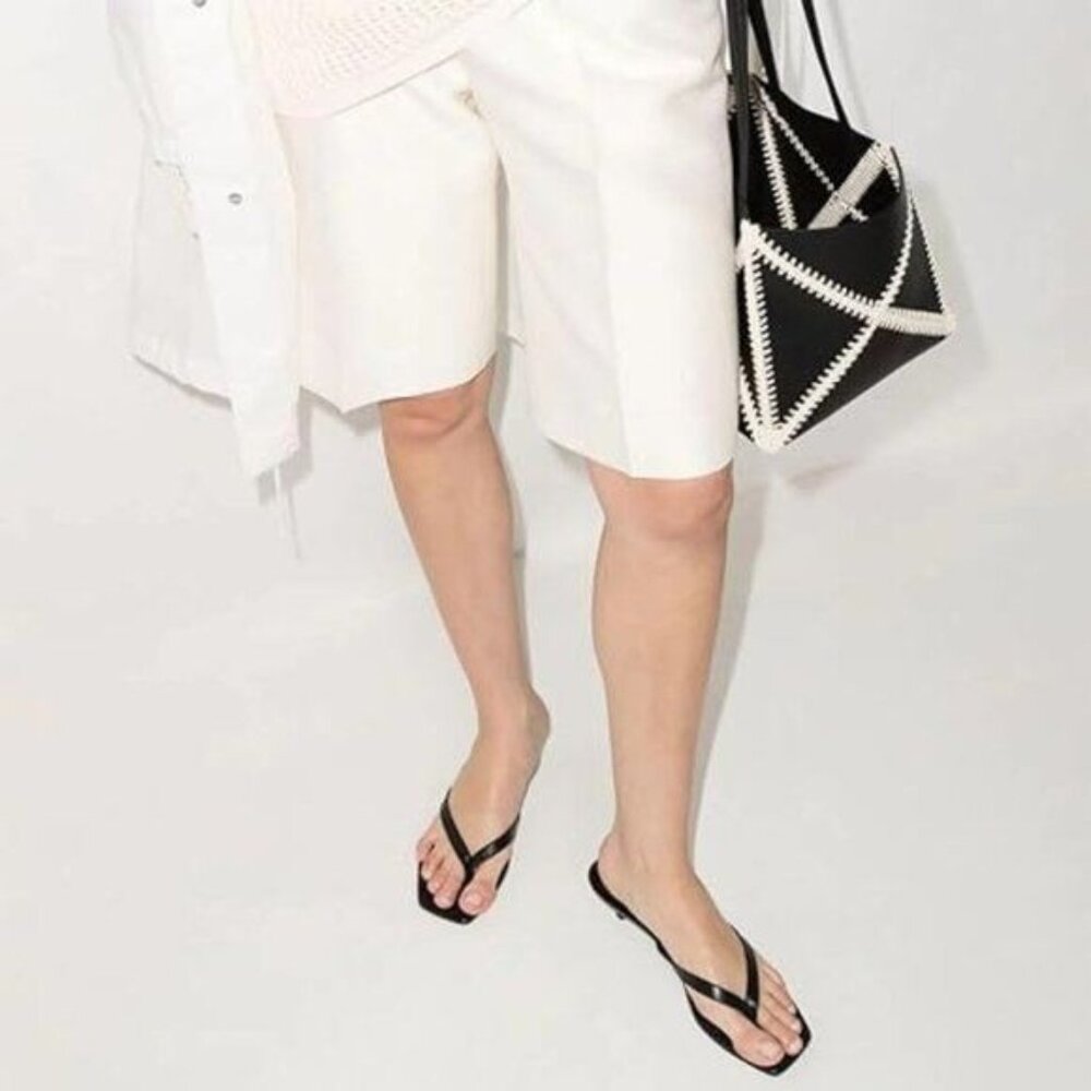 Wansseny Black Women Comfy Thong Open Toe Low Heel Flip Flops Slip on Mules